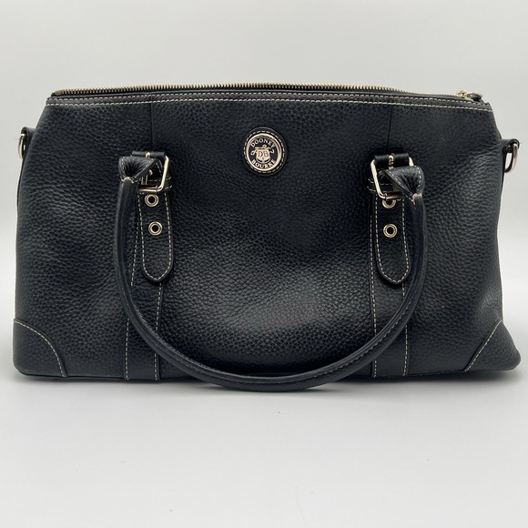 Dooney & Bourke Handbags - Vintage Dooney & Bourke Black Large Leather Double Handle Zipper Shoulder Bag